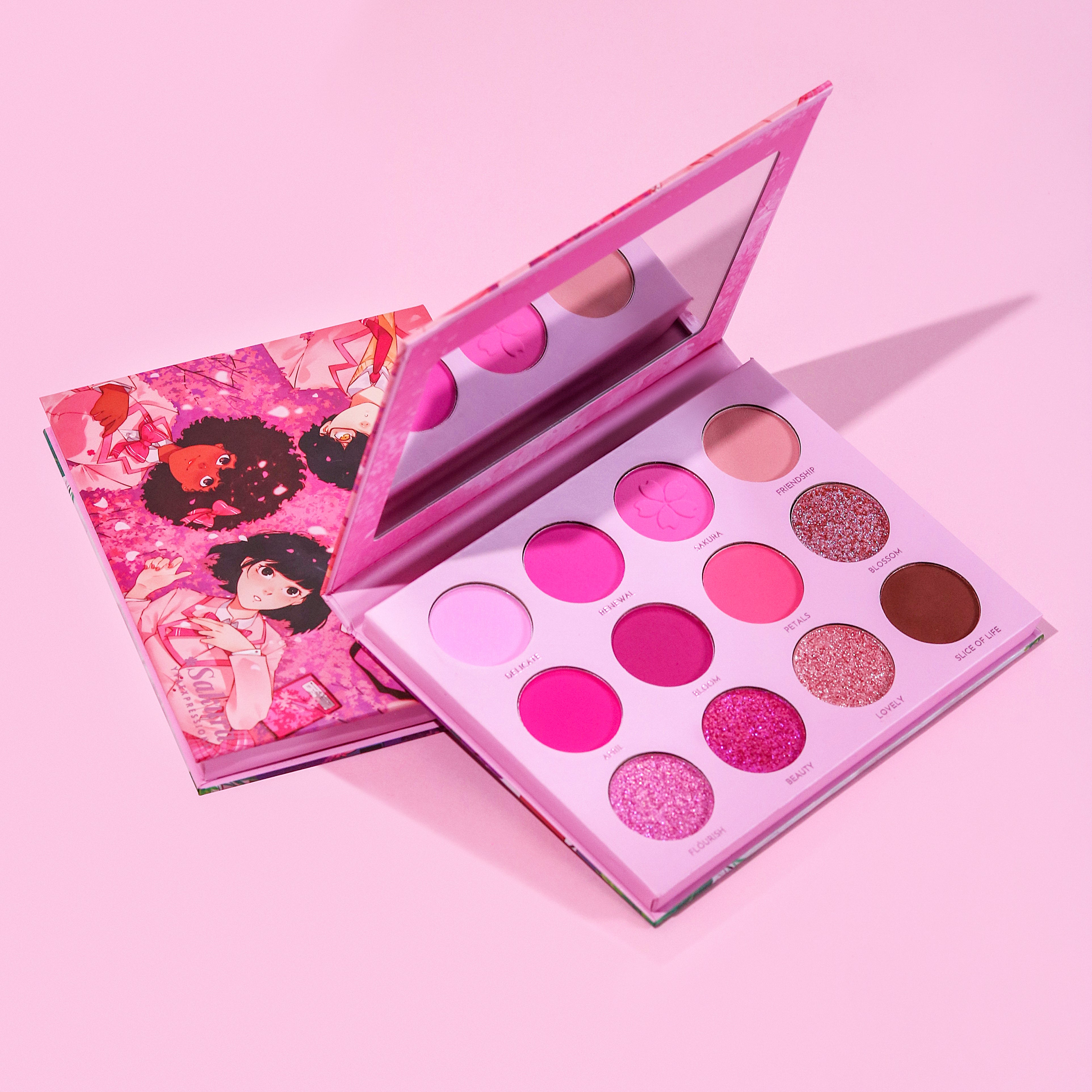 Our Pink focused Sakura eyeshadow palette is a pink lover's dream! From soft pastels to bold hot pink, this eyeshadow palette offers an array of dreamy colors inspired by cherry blossoms. Also Inspired by slice of life shoujo anime, this palette captures the beauty of new beginnings and friendship.
This eyeshadow palette includes:
12 shades in total
8 Pigmented Matte eyeshadows
4 Buttery Soft Shimmer eyeshadows
Buildable and Blendable Formula
Color shifting Duochrome glitter shadow
