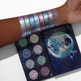 The Magical Guardian story continues! Make some magic happen with our “Makeup look in a pan" The Viral Magical Guardian Glitter palette series continues with the volume two lunar palette which is a duochrome palette that features Eight super sparkly and dazzling duochrome shades that color shift into two colors. Our unique one on a kind formula is soft to the touch, high quality, pigmented, and the possibilities are truly endless with this luxurious glitter formula that doesn't break the bank.
