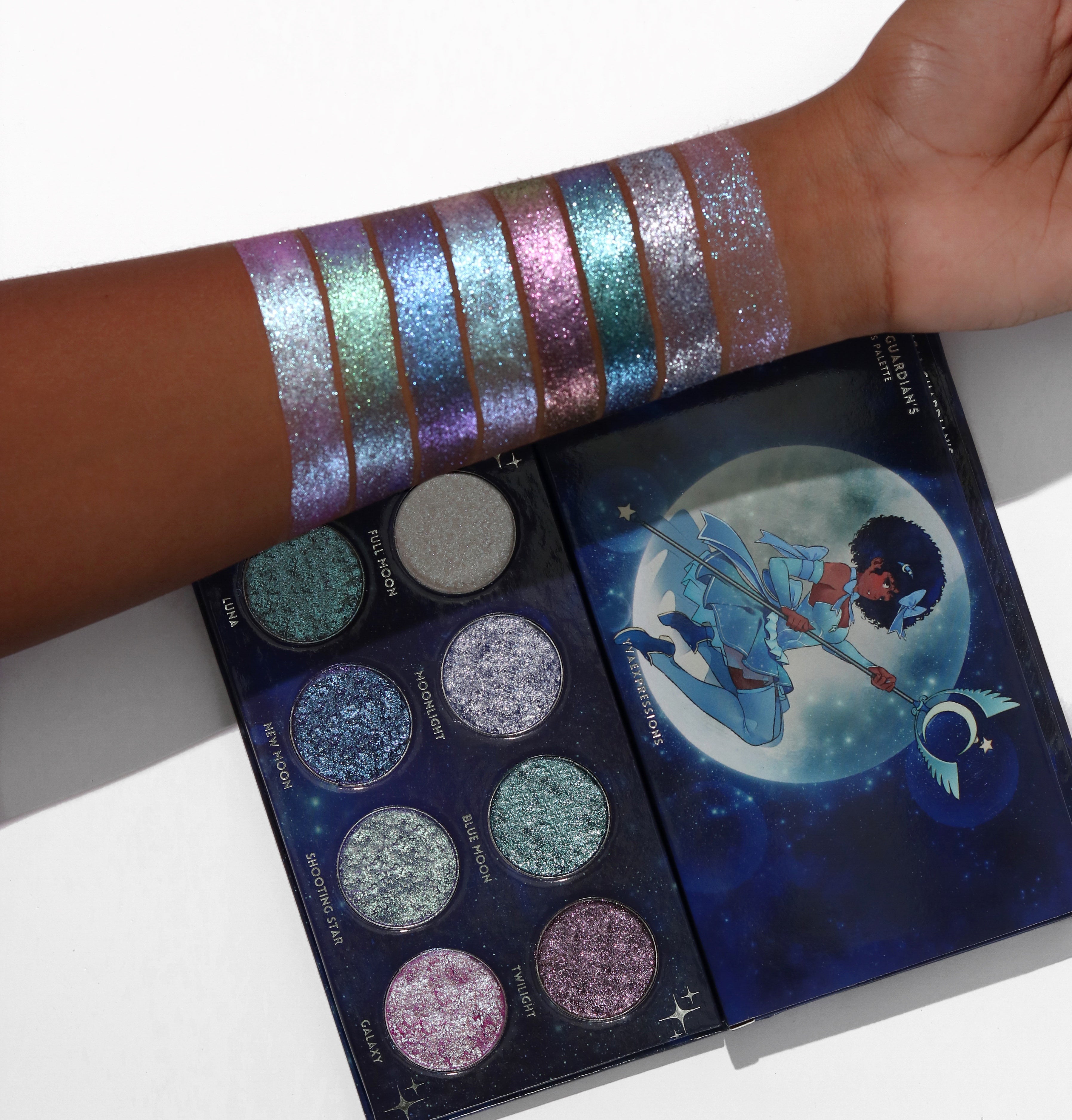 The Magical Guardian story continues! Make some magic happen with our “Makeup look in a pan" The Viral Magical Guardian Glitter palette series continues with the volume two lunar palette which is a duochrome palette that features Eight super sparkly and dazzling duochrome shades that color shift into two colors. Our unique one on a kind formula is soft to the touch, high quality, pigmented, and the possibilities are truly endless with this luxurious glitter formula that doesn't break the bank.