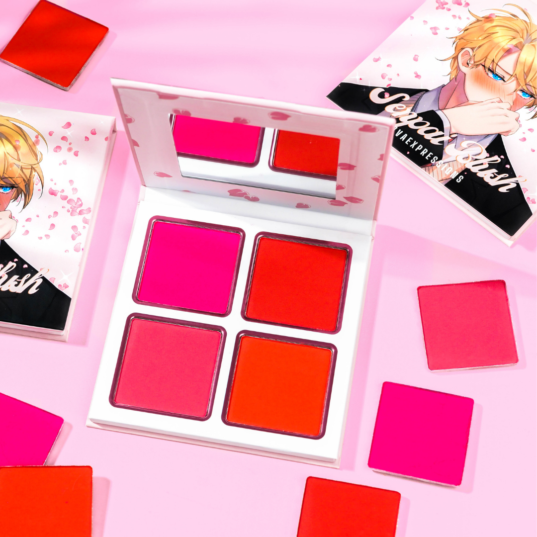 Anime blush Palette, Kawaii blush, Kawaii blush palette, Cosplay Blush, Anime makeup, Anime cosmetics, Senpai, Anime makeup brand