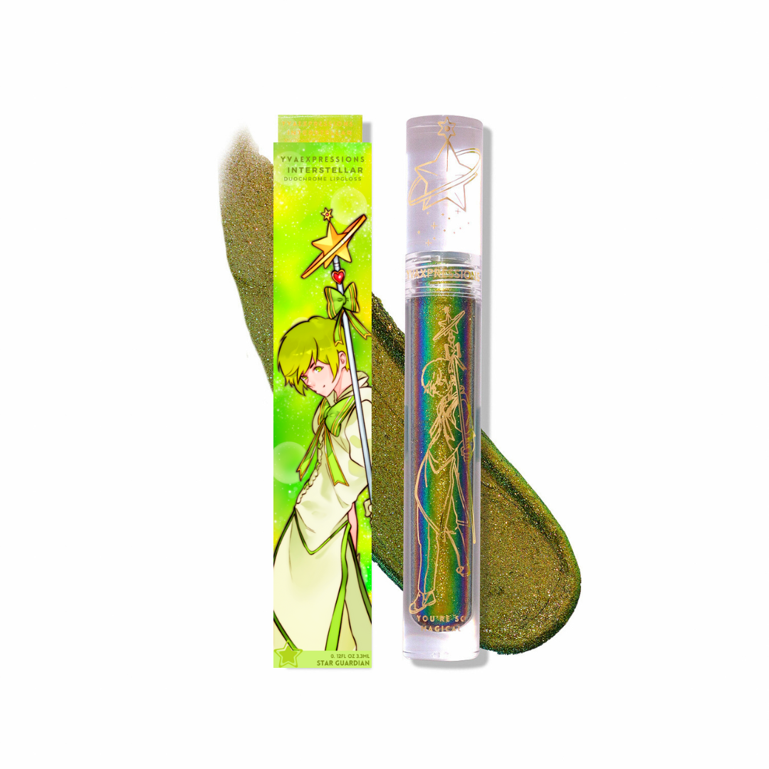 Green to yellow multichrome color shfting lipgloss magica guardian.