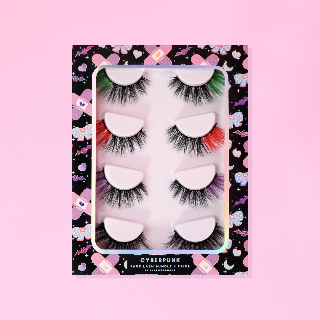 colorful lashes, anime makeup, pastel goth makeup, cyberpunk makeup, anime makeup, anime lashes, cyberpunk makeup, cyberpunk lashes, cyberpunk cosmetics, anime makeup, anime cosmetics, green lashes, red lashes, purple lashes, cute lashes, kawaii lashes, best lashes, lash bundle, cute lash bundle, kawaii lash bundle, Kawaii lashes, cyberpunk lash bundle, yvaexpressions